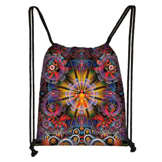 Hamsa Fatima Hand / mandala / Buddha lotus flower drawstring bag