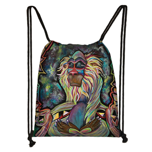 Hamsa Fatima Hand / mandala / Buddha lotus flower drawstring bag