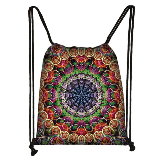 Hamsa Fatima Hand / mandala / Buddha lotus flower drawstring bag