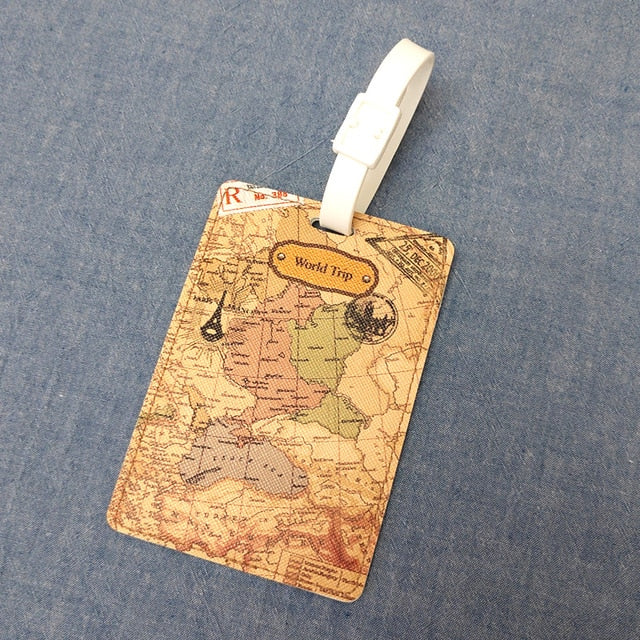 Fashion PU Leather Map Luggage Tag Women Travel Accessories