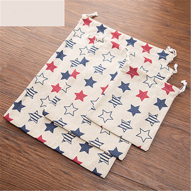 VOGVIGO 3pcs/set Printed Drawstring Bags Draw Pocket Storage