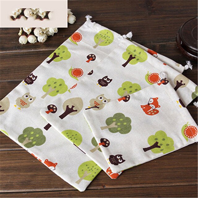 VOGVIGO 3pcs/set Printed Drawstring Bags Draw Pocket Storage