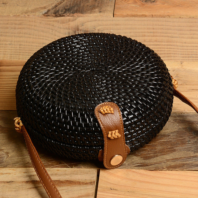 Bali Handmade Braided Bag Messenger Single Shoulder Bag Round